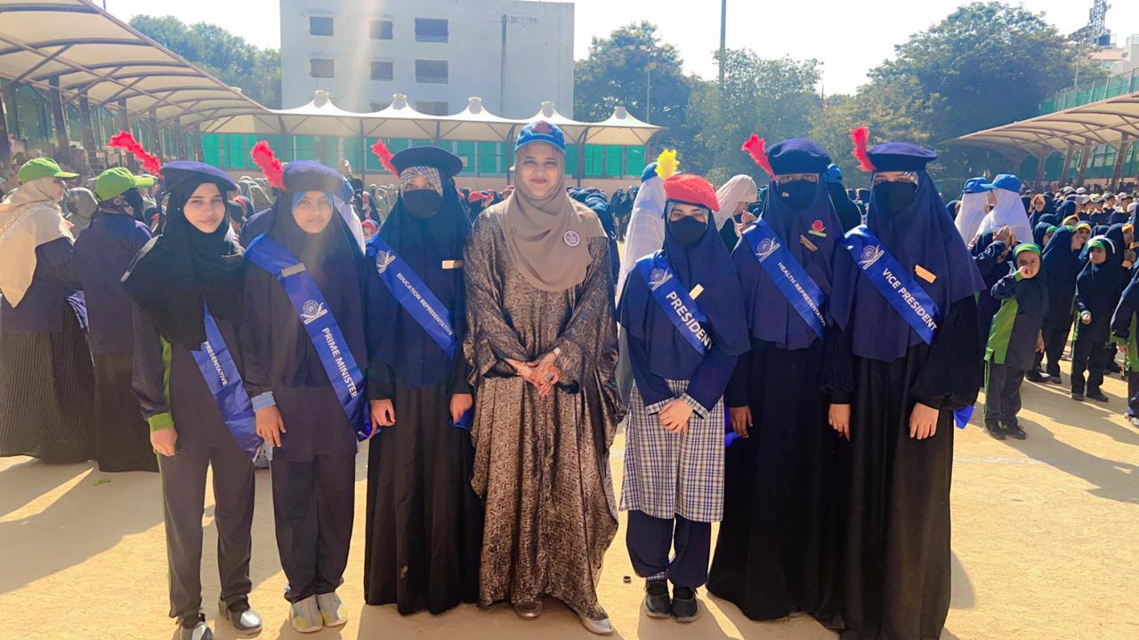 Student council members with their teacher