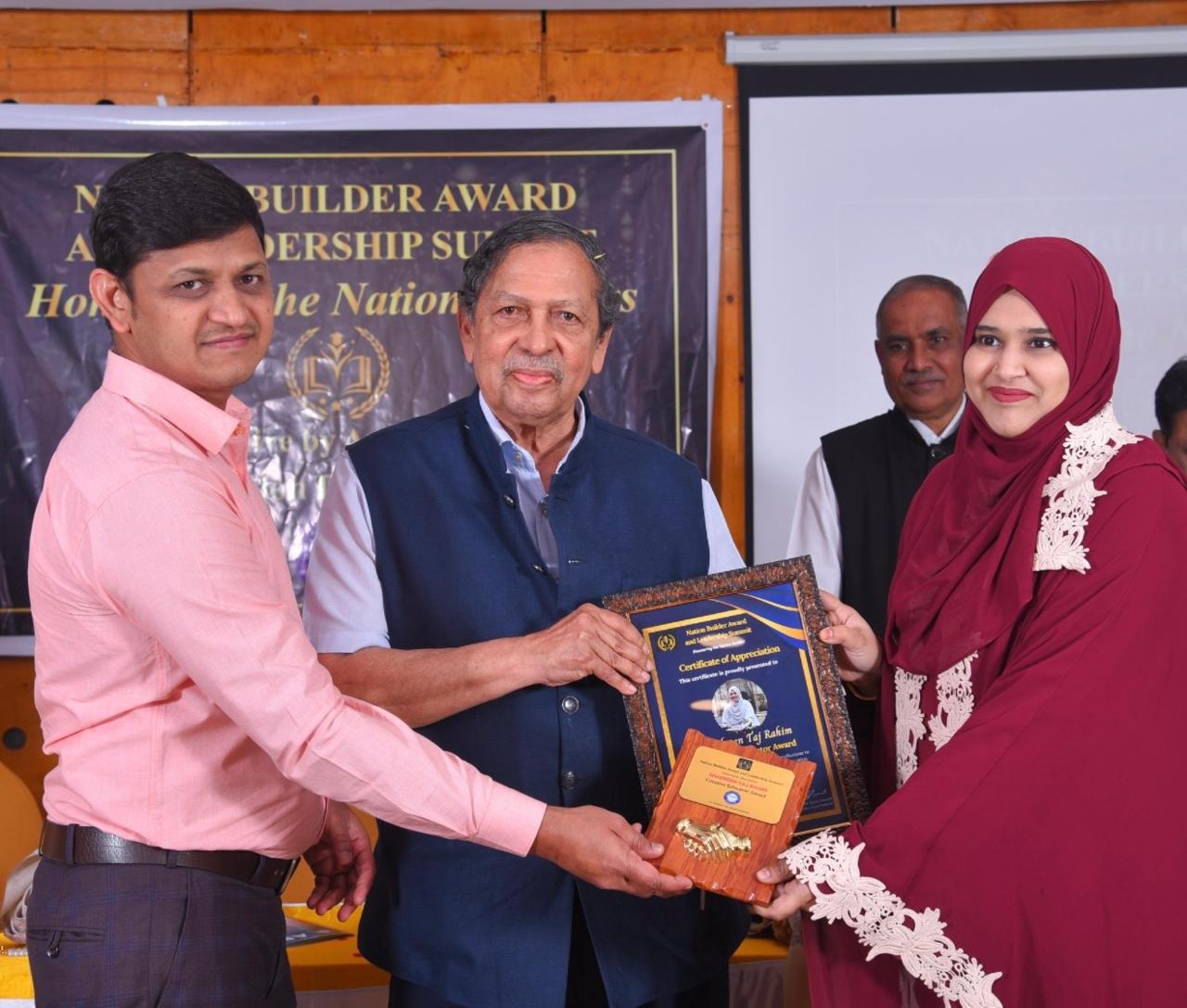 Educator receiving an appreciation certificate