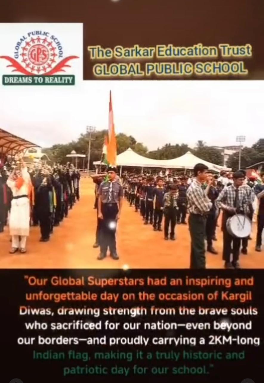 Students mark Kargil Diwas with the Indian flag