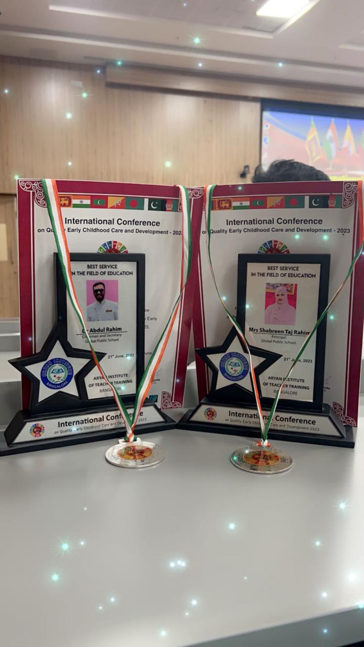 Best Service in Education awards on display