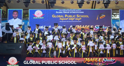 Kindergarten graduation ceremony on stage